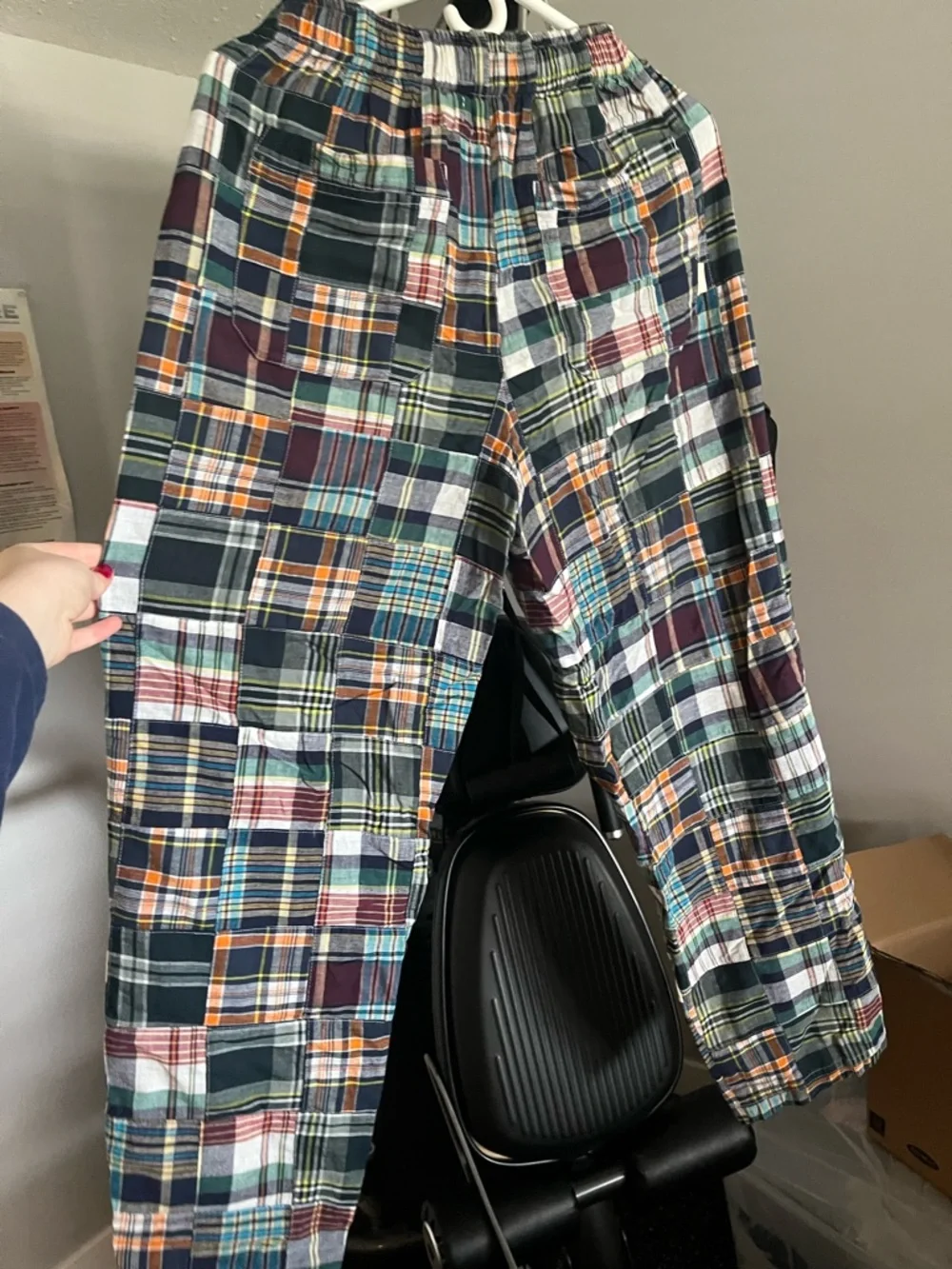 Patchwork Plaid Drawstring Pants - Picture 3 of 4